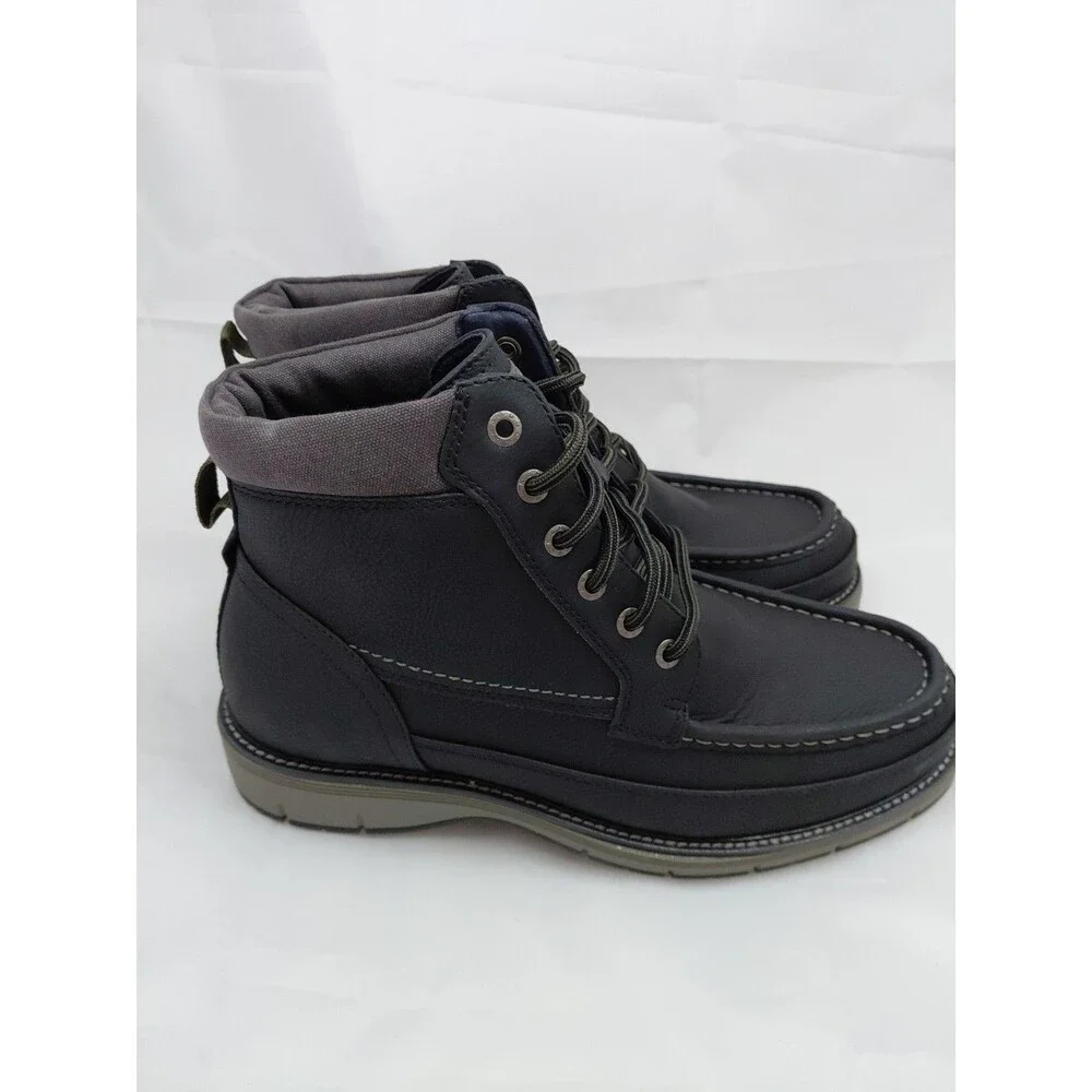 NWT Men's DOCKERS Thames Flat Heel Lace Up Boots in Black Size 8.5 M